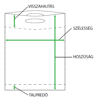 Visszahajtott megerősítésű piskótafüles (banánfüles) bevásárló táska, hordtáska, reklámtáska, reklámszatyor, szatyor
